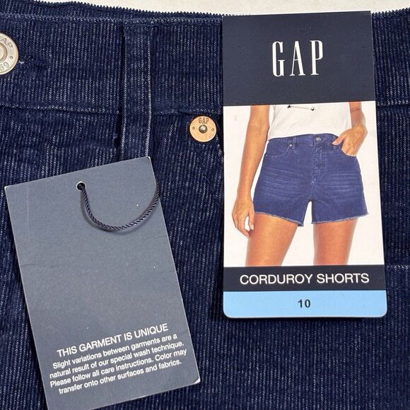 NWT GAP Corduroy Cut Off Shorts Womens 10 Medieval Blue Raw Edge Hem Stretch - Picture 7 of 9